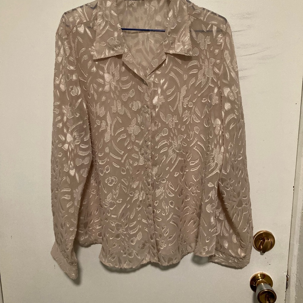 Vintage 90s butter yellow see-through blouse